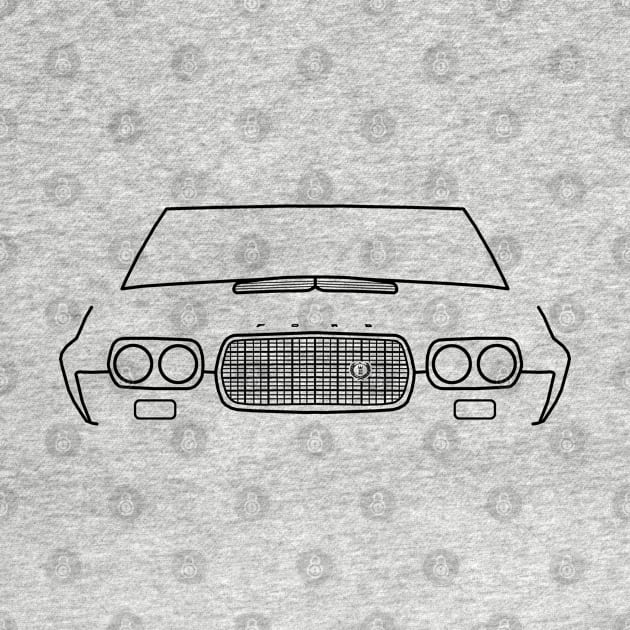 1972 Ford Gran Torino classic car outline graphic (black) by soitwouldseem